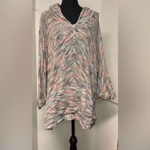 AMERICAN RAG Multi-Color Pink, Blue Shark-Bite Hem Hooded Sweater Size : M
